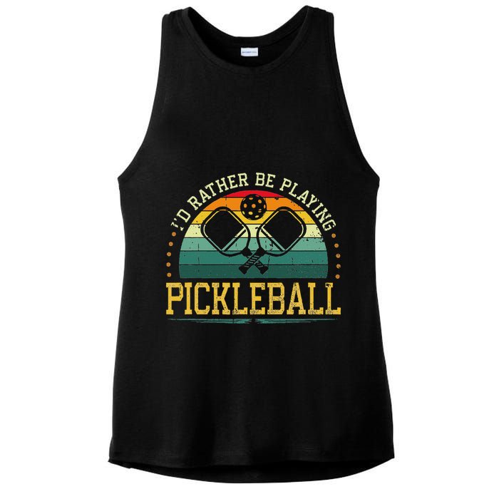 I'd Rather Be Playing Pickleball Player Ladies PosiCharge Tri-Blend Wicking Tank