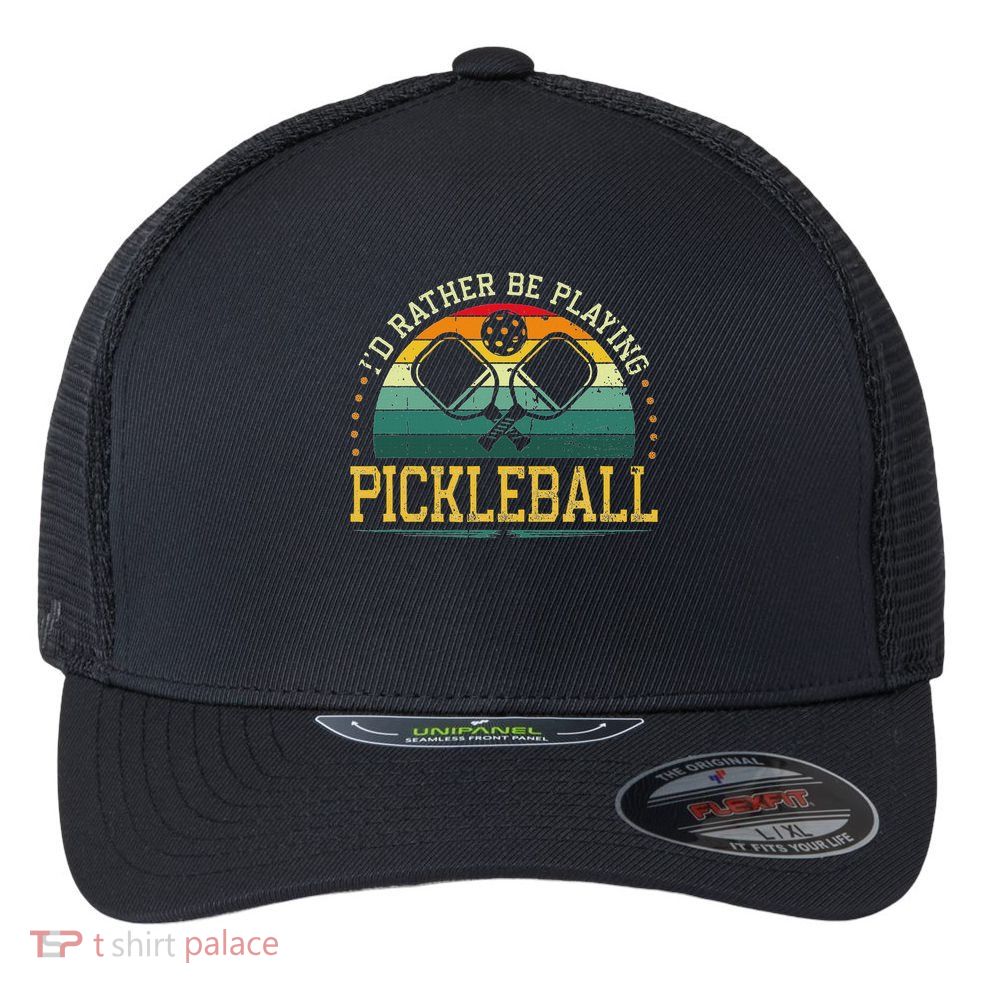 I'd Rather Be Playing Pickleball Player Flexfit Unipanel Trucker Cap