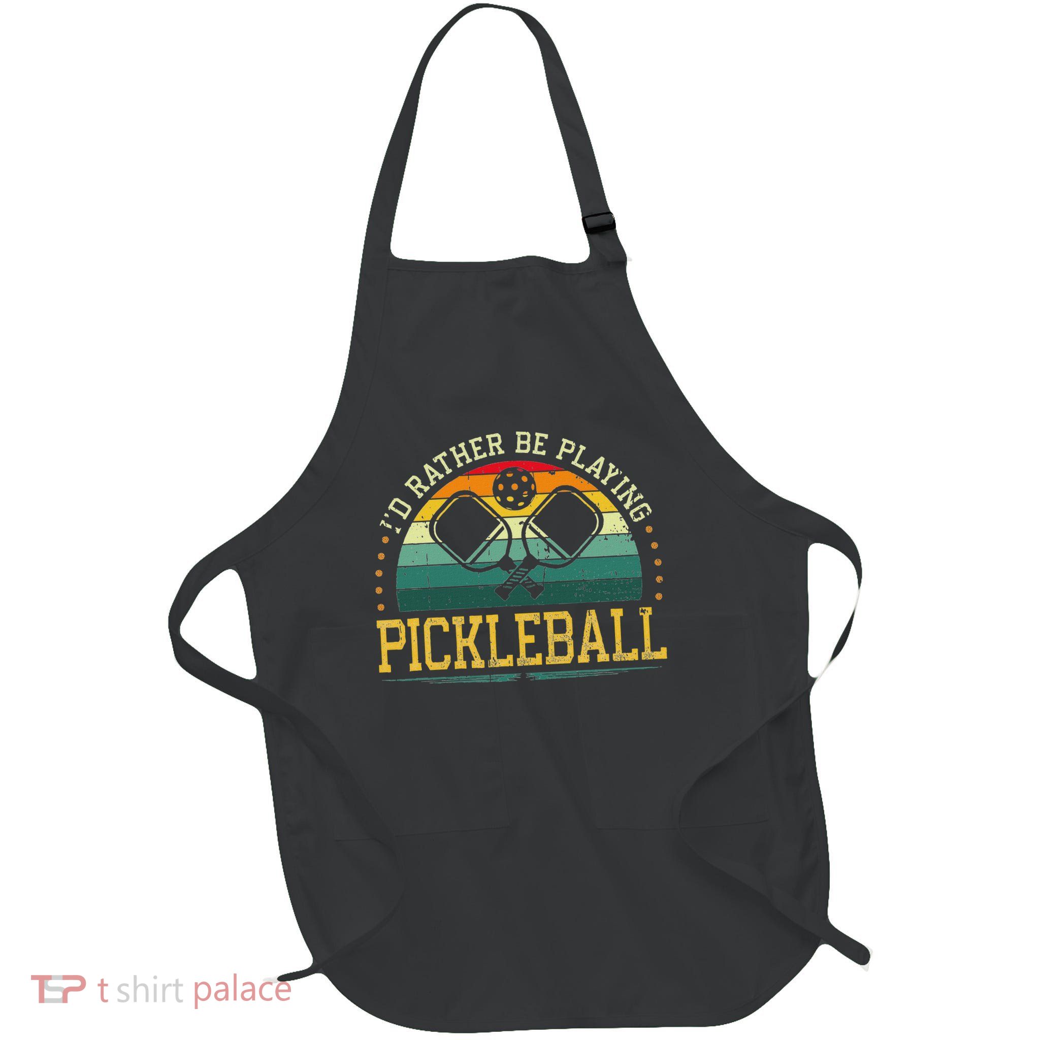 I'd Rather Be Playing Pickleball Player Full-Length Apron With Pockets