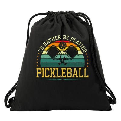 I'd Rather Be Playing Pickleball Player Drawstring Bag