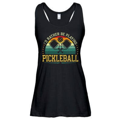 I'd Rather Be Playing Pickleball Player Ladies Essential Flowy Tank