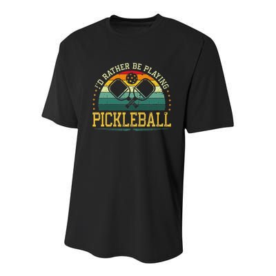 I'd Rather Be Playing Pickleball Player Youth Performance Sprint T-Shirt