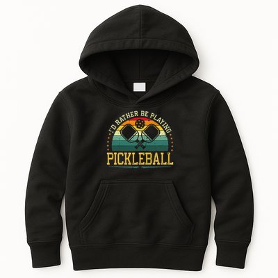 I'd Rather Be Playing Pickleball Player Kids Hoodie