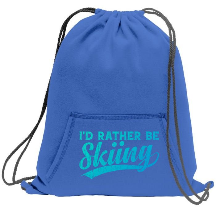 Id Rather Be Skiing Funny Vintage Retro Ski Skier Graphic Cool Gift Sweatshirt Cinch Pack Bag