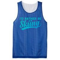 Id Rather Be Skiing Funny Vintage Retro Ski Skier Graphic Cool Gift Mesh Reversible Basketball Jersey Tank