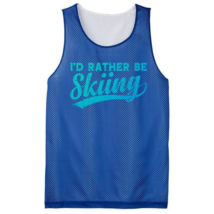 Id Rather Be Skiing Funny Vintage Retro Ski Skier Graphic Cool Gift Mesh Reversible Basketball Jersey Tank