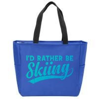 Id Rather Be Skiing Funny Vintage Retro Ski Skier Graphic Cool Gift Zip Tote Bag