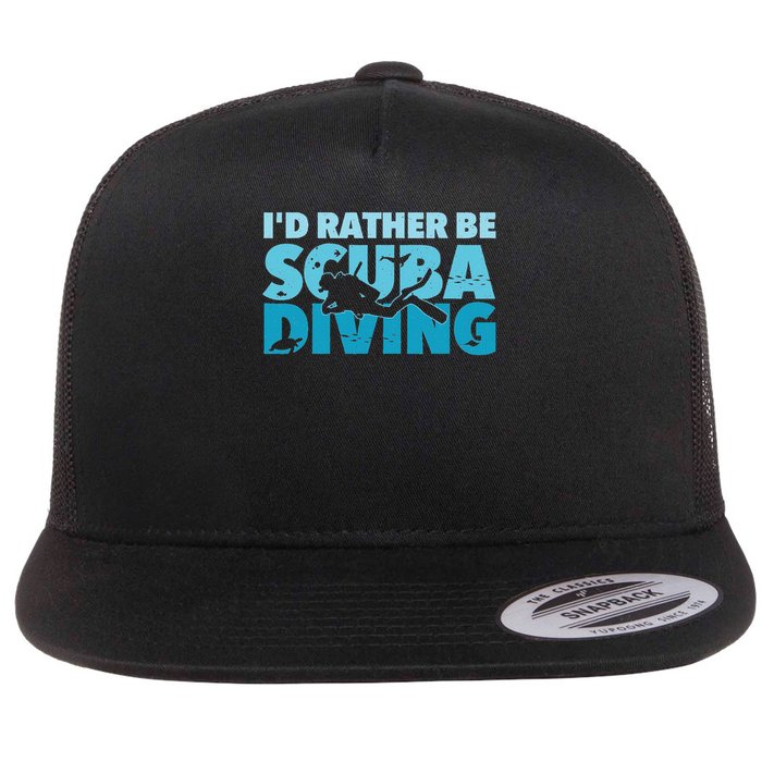 I'd Rather Be Scuba Diving Freediving Underwater Diver Flat Bill Trucker Hat