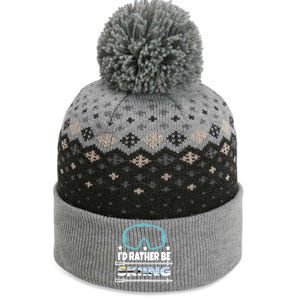 Id Rather Be Skiing Ski Snowboard Wintersport Gift The Baniff Cuffed Pom Beanie