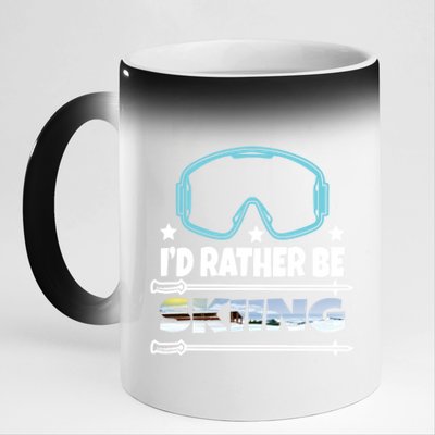 Id Rather Be Skiing Ski Snowboard Wintersport Gift 11oz Black Color Changing Mug