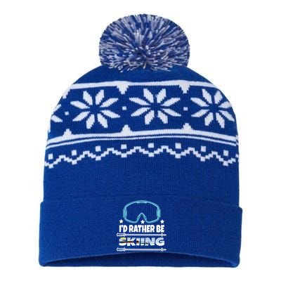 Id Rather Be Skiing Ski Snowboard Wintersport Gift USA-Made Snowflake Beanie