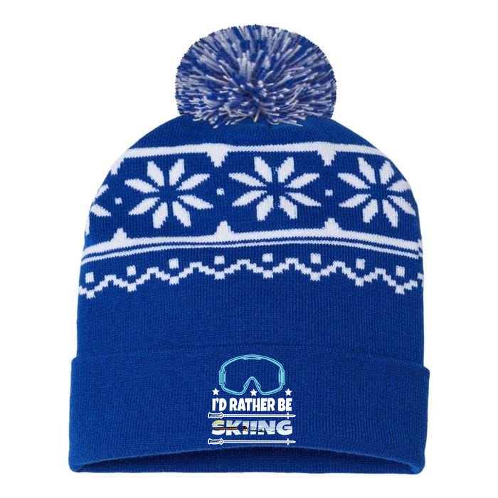 Id Rather Be Skiing Ski Snowboard Wintersport Gift USA-Made Snowflake Beanie