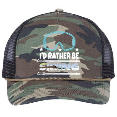 Id Rather Be Skiing Ski Snowboard Wintersport Gift Retro Rope Trucker Hat Cap