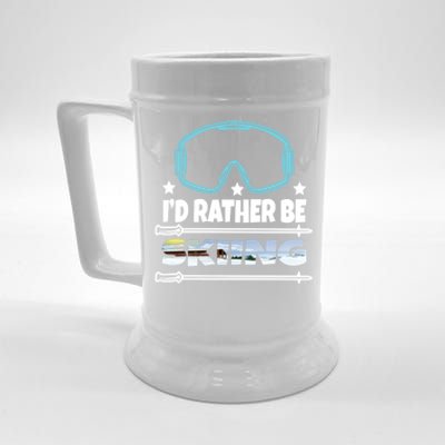 Id Rather Be Skiing Ski Snowboard Wintersport Gift Beer Stein