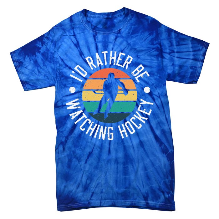 I'd Rather Be Watching Hockey Vintage Hockey Player Tie-Dye T-Shirt