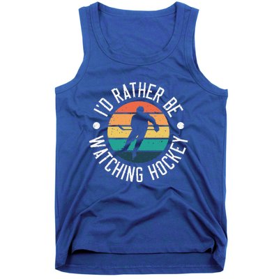 I'd Rather Be Watching Hockey Vintage Hockey Player Tank Top