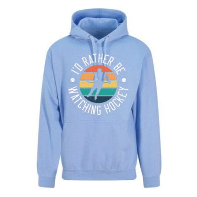 I'd Rather Be Watching Hockey Vintage Hockey Player Unisex Surf Hoodie