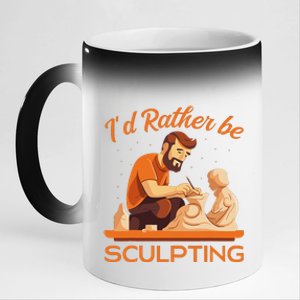 ID Rather Be Sculpting Ceramic Artist Sculptor Pottery 11oz Black Color Changing Mug