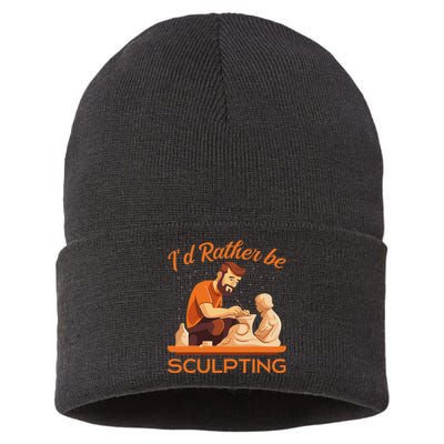 ID Rather Be Sculpting Ceramic Artist Sculptor Pottery Sustainable Knit Beanie