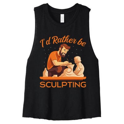 ID Rather Be Sculpting Ceramic Artist Sculptor Pottery Women's Racerback Cropped Tank