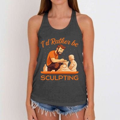 ID Rather Be Sculpting Ceramic Artist Sculptor Pottery Women's Knotted Racerback Tank