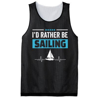 I'd Rather Be Sailing Boat Captain Sailboat Seafarer Sailor Gift Mesh Reversible Basketball Jersey Tank