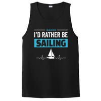 I'd Rather Be Sailing Boat Captain Sailboat Seafarer Sailor Gift PosiCharge Competitor Tank