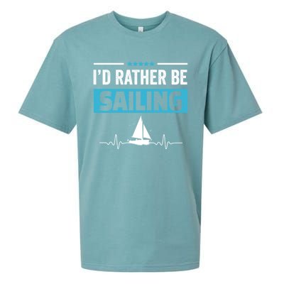 I'd Rather Be Sailing Boat Captain Sailboat Seafarer Sailor Gift Sueded Cloud Jersey T-Shirt