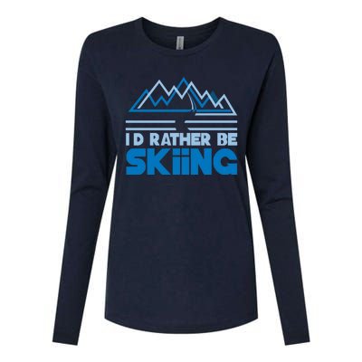 I'd Rather Be Skiing Womens Cotton Relaxed Long Sleeve T-Shirt