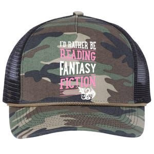 Id Rather Be Reading Fantasy Fiction Gift Retro Rope Trucker Hat Cap