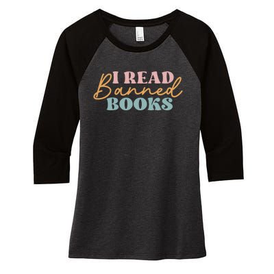 I Read Banned Books Women's Tri-Blend 3/4-Sleeve Raglan Shirt