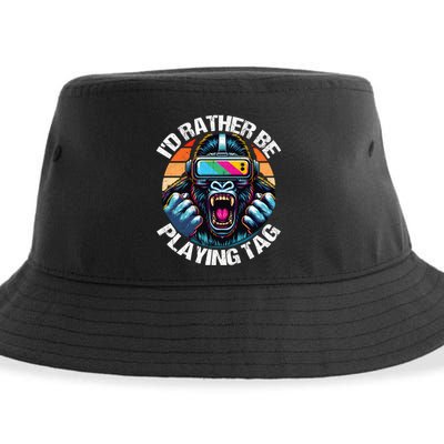 ID Rather Be Playing Tag Gorilla Monke Tag Gorilla Vr Gamer Sustainable Bucket Hat