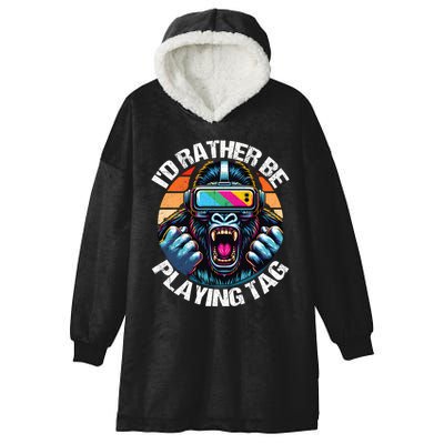 ID Rather Be Playing Tag Gorilla Monke Tag Gorilla Vr Gamer Hooded Wearable Blanket