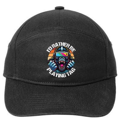 ID Rather Be Playing Tag Gorilla Monke Tag Gorilla Vr Gamer 7-Panel Snapback Hat