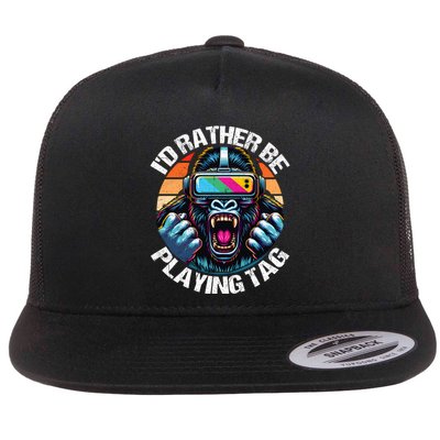ID Rather Be Playing Tag Gorilla Monke Tag Gorilla Vr Gamer Flatbill Hat