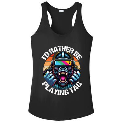 ID Rather Be Playing Tag Gorilla Monke Tag Gorilla Vr Gamer Ladies PosiCharge Competitor Racerback Tank