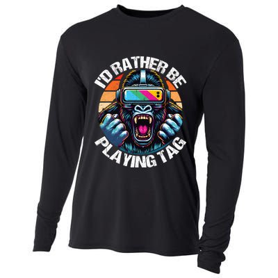 ID Rather Be Playing Tag Gorilla Monke Tag Gorilla Vr Gamer Cooling Performance Long Sleeve Crew