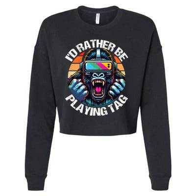 ID Rather Be Playing Tag Gorilla Monke Tag Gorilla Vr Gamer Cropped Pullover Crew