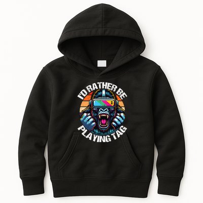 ID Rather Be Playing Tag Gorilla Monke Tag Gorilla Vr Gamer Kids Hoodie