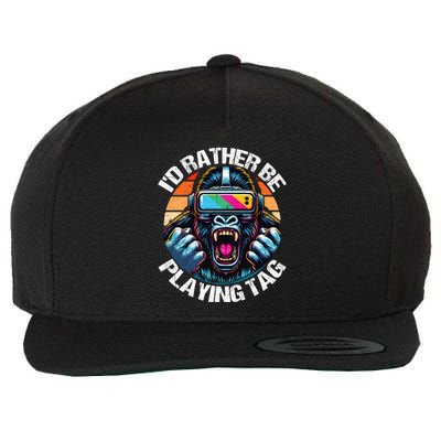 ID Rather Be Playing Tag Gorilla Monke Tag Gorilla Vr Gamer Wool Snapback Cap