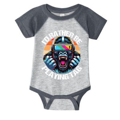 ID Rather Be Playing Tag Gorilla Monke Tag Gorilla Vr Gamer Infant Baby Jersey Bodysuit