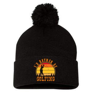 ID Rather Be Golfing Pom Pom 12in Knit Beanie