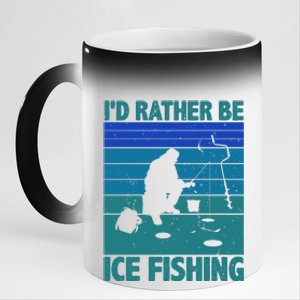 I'd Rather Be Ice Fishing Hobby Retro Gift 11oz Black Color Changing Mug