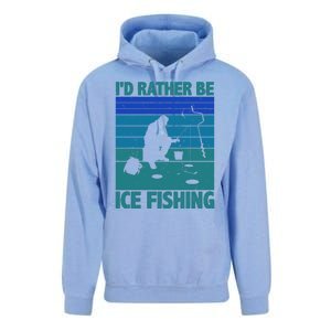 I'd Rather Be Ice Fishing Hobby Retro Gift Unisex Surf Hoodie