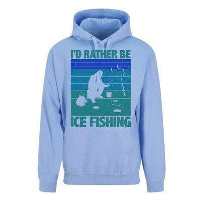 I'd Rather Be Ice Fishing Hobby Retro Gift Unisex Surf Hoodie