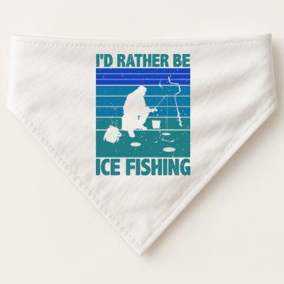 I'd Rather Be Ice Fishing Hobby Retro Gift USA-Made Doggie Bandana