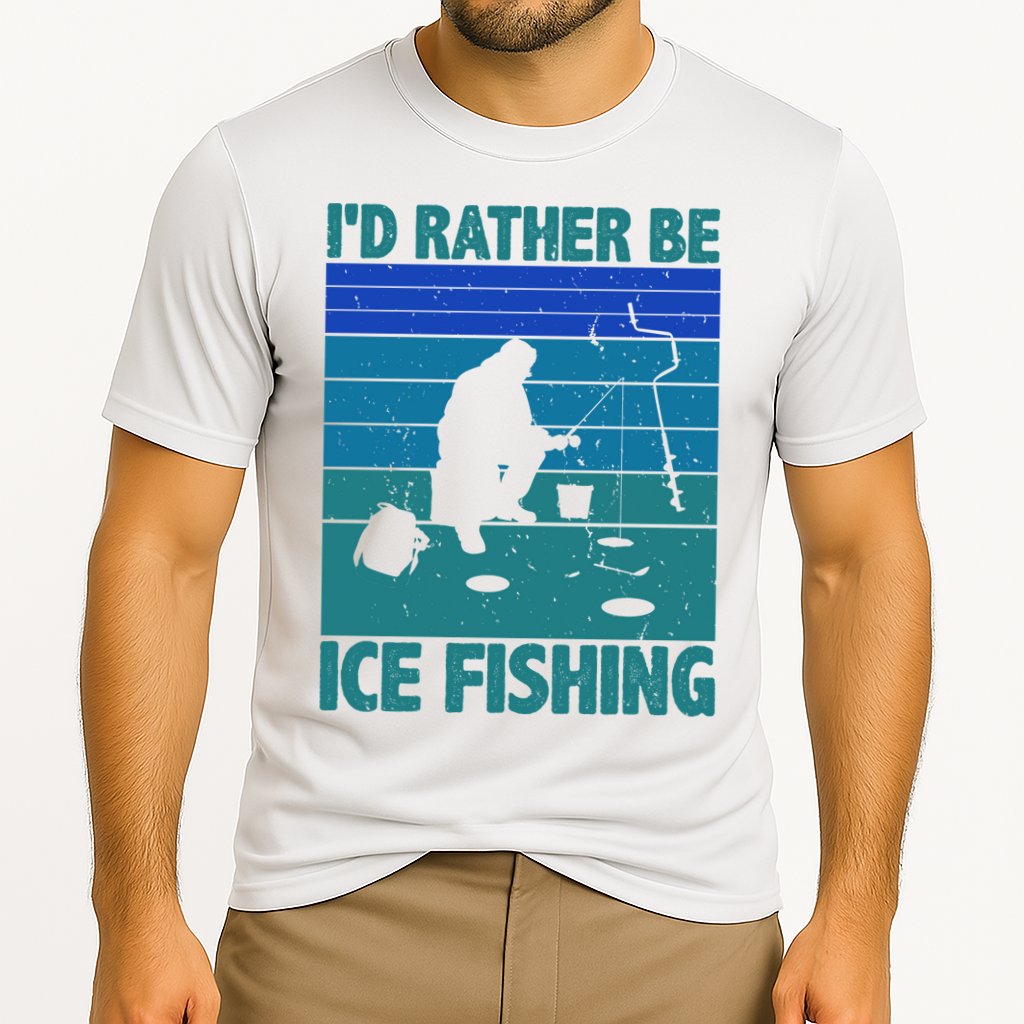 I'd Rather Be Ice Fishing Hobby Retro Gift Performance Shirt