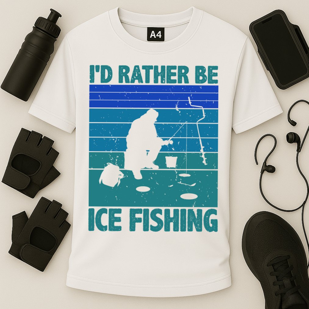 I'd Rather Be Ice Fishing Hobby Retro Gift Performance Shirt