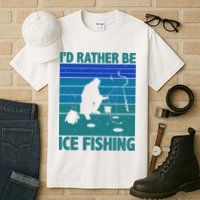 I'd Rather Be Ice Fishing Hobby Retro Gift Tall T-Shirt