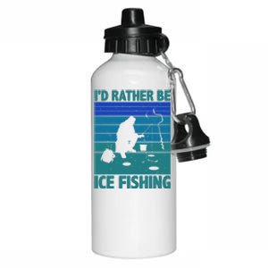 I'd Rather Be Ice Fishing Hobby Retro Gift Aluminum Water Bottle